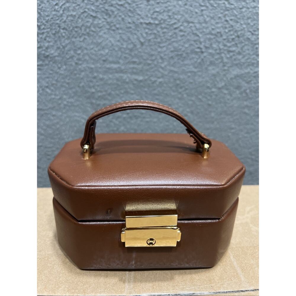 Euro Classic’s Eurobond Leather Jewelry Box Travel Case Brown With Key (READ) - Picture 3 of 14